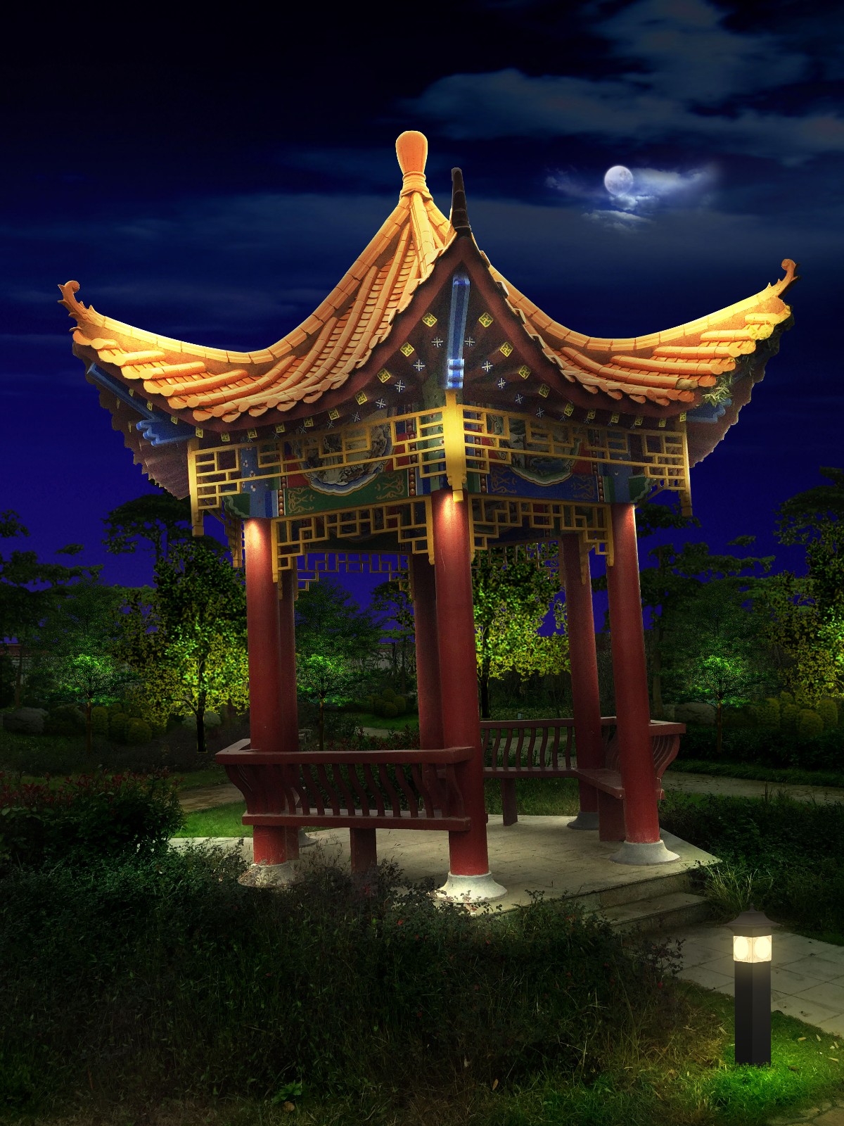 阜南縣清河公園，體育公園景觀(guān)亮化